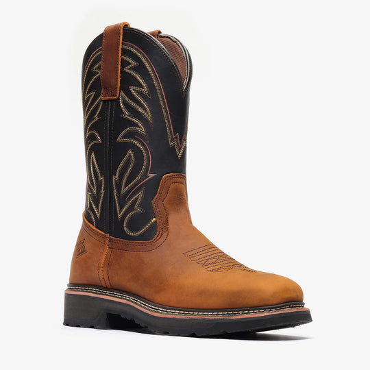 RANCHER GRIT 12" SQUARE TOE WELLINGTON - RANCHER GRIT 12" SQUARE TOE WELLINGTON - 6 / Black/Crazy Brown - Bonanza Boots