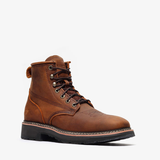 RANCHER GRIT 6" SQUARE TOE LACER - RANCHER GRIT 6" SQUARE TOE LACER - 6 / Crazy Brown - Bonanza Boots