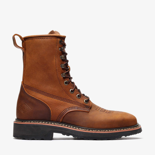 RANCHER GRIT 8" SQUARE TOE LACER - RANCHER GRIT 8" SQUARE TOE LACER - 6 / Crazy Brown - Bonanza Boots